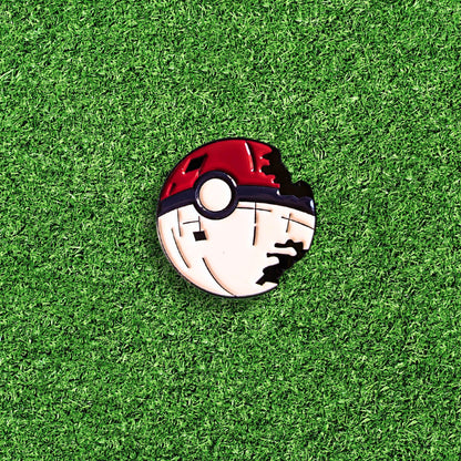 red and white poke star golf ball marker