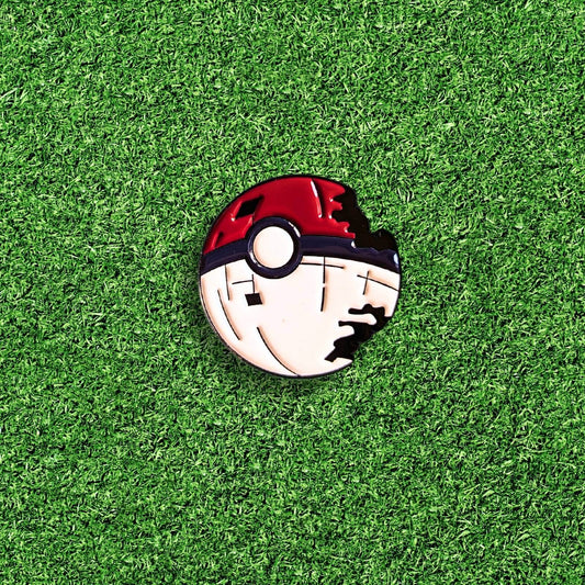 red and white poke star golf ball marker